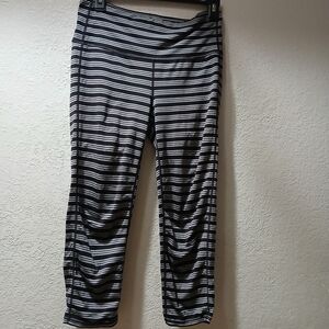 Athleta Black and White Striped Leggings